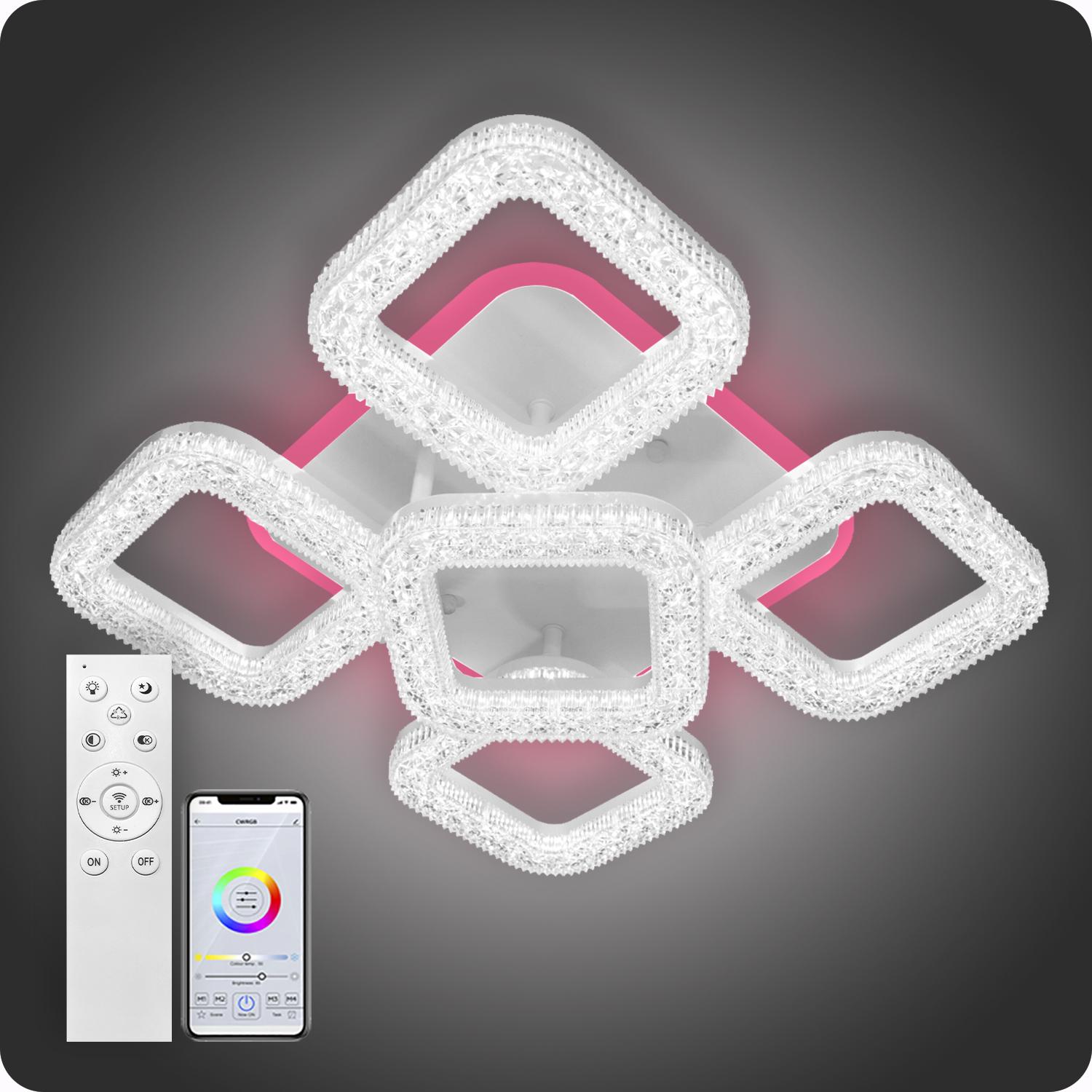 Люстра світлодіодна 517 Light 3color з пультом 80 Вт Білий (02071) - фото 3