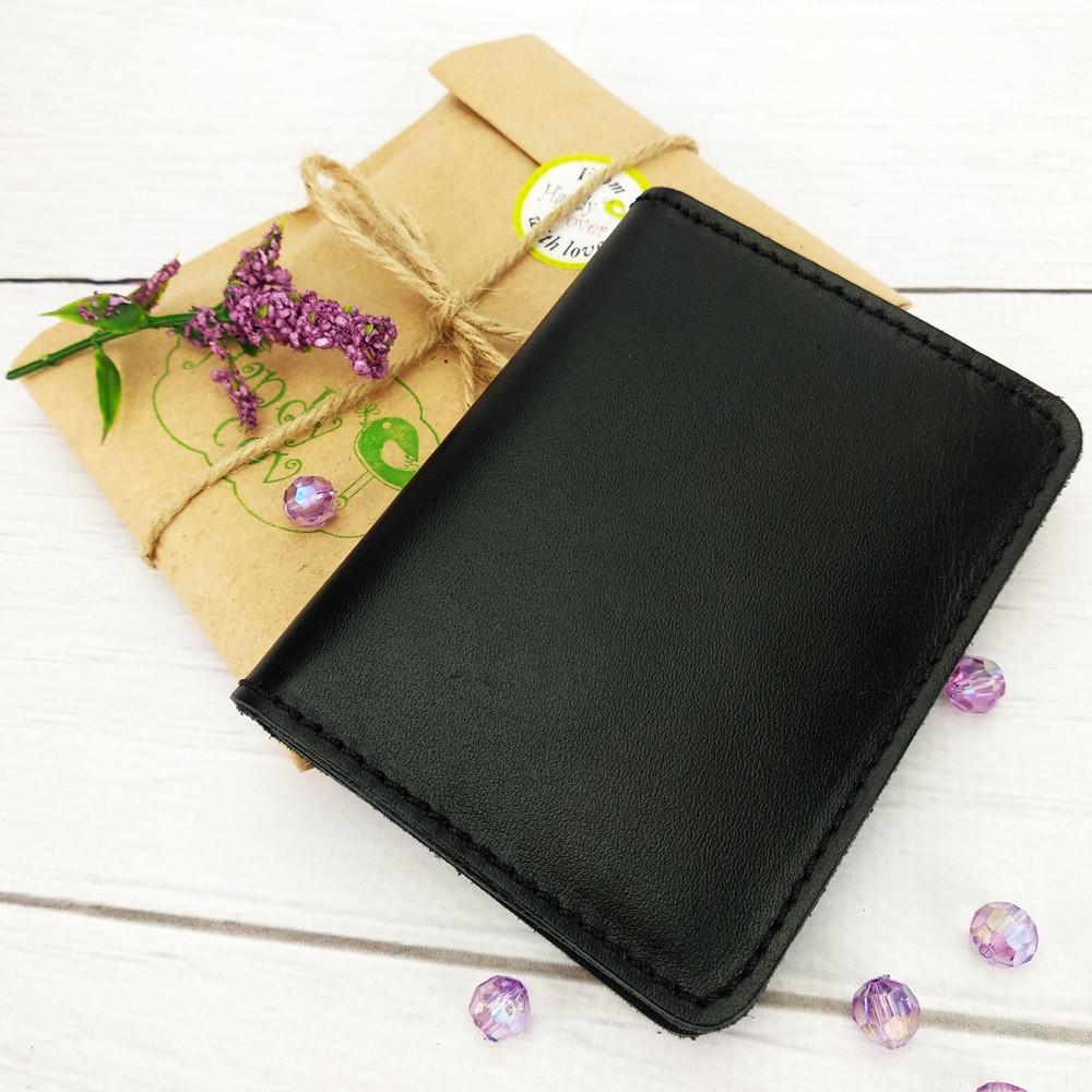 Обложка на ID паспорт/права кожаная HandyCover Амелия 07 Черный