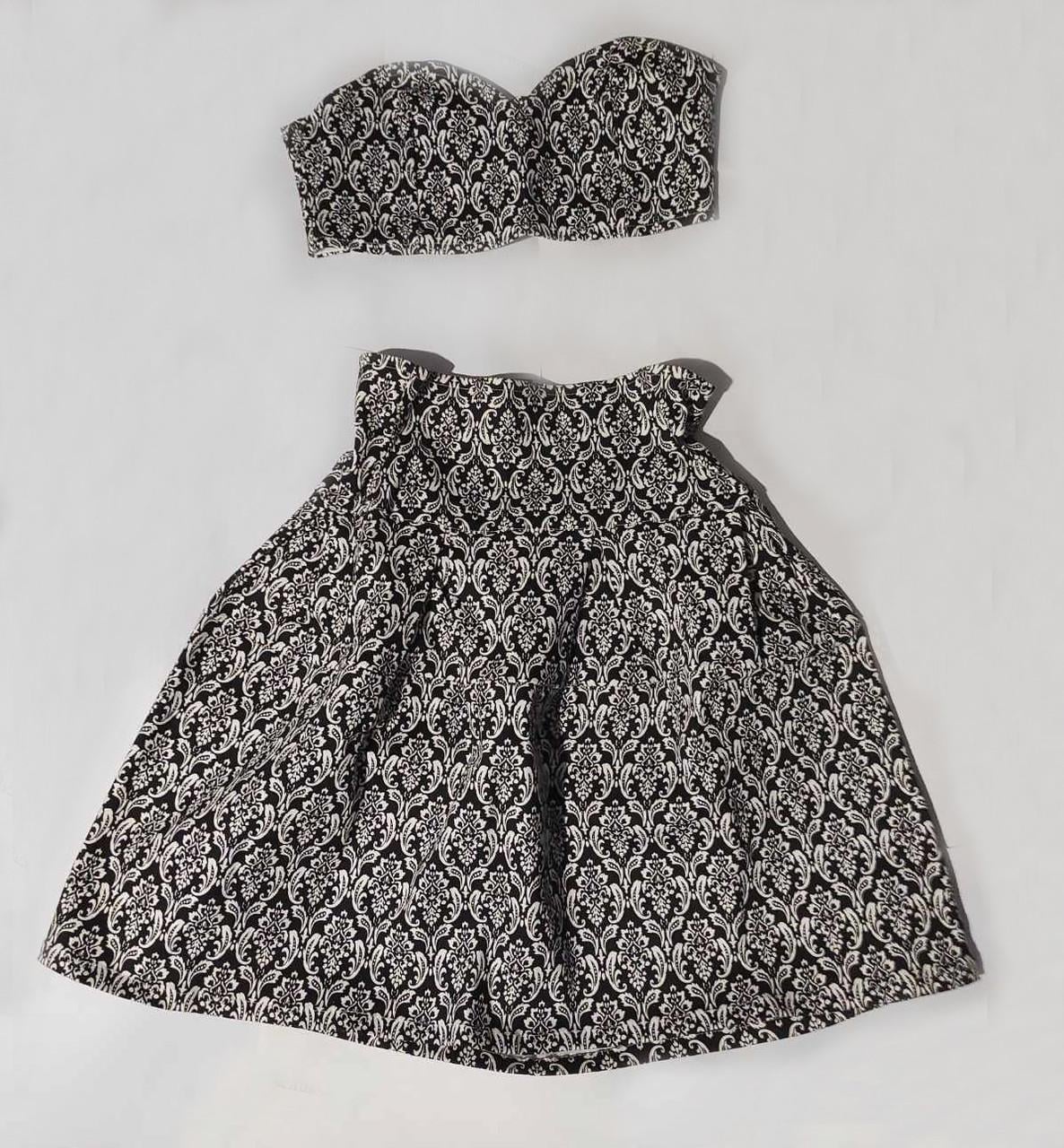 Комплект SK House юбка-колокол и топ хлопчатобумажный S Черно-белый (51-1200)