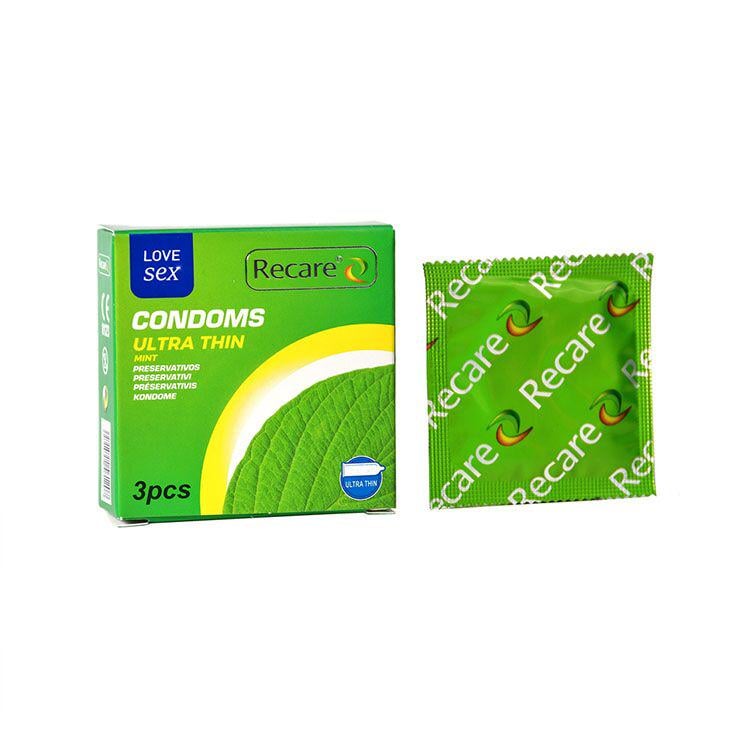 Презервативи Recare Ultra Thin Mint Condoms ультратонкі з ароматом м'яти 3 шт.