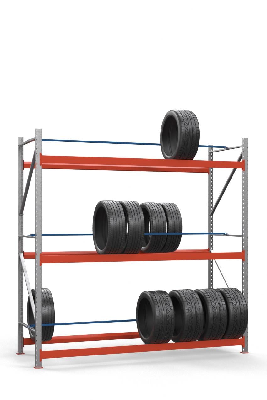 Стеллаж металлический для шин Абра SN-Ш_2 оцинкованный 2500х1535х900 мм 3 яруса