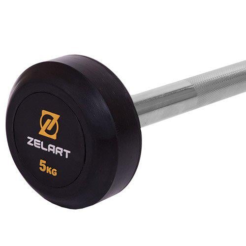 Штанга фиксированная прямая Rubber Coated Barbell Zelart TA-2685 5 кг Черный (58363066) - фото 3