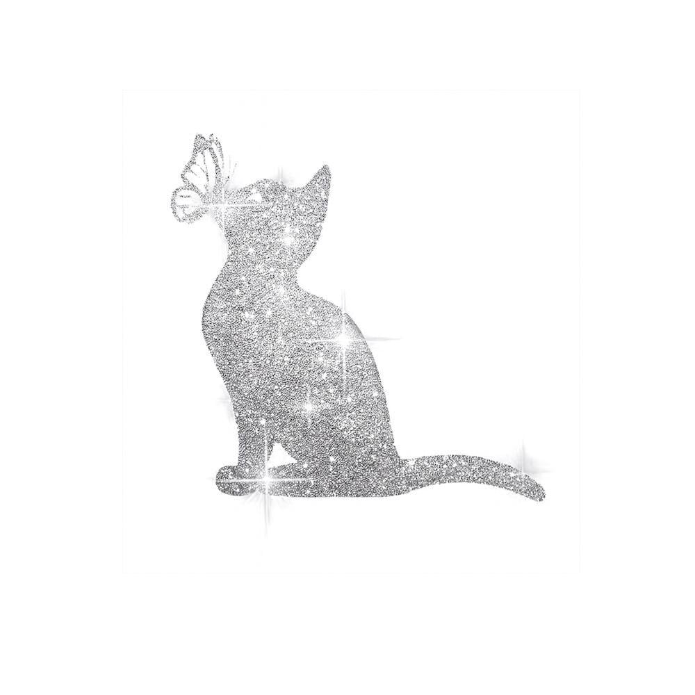 Термоклеевая наклейка Котенок с бабочкой 1 шт. Серебристый (3000004279)