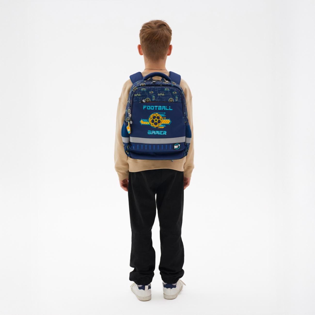 Школьный рюкзак с чехлом от дождя YES Football Gamer S-52 Ergo (559891) - фото 14
