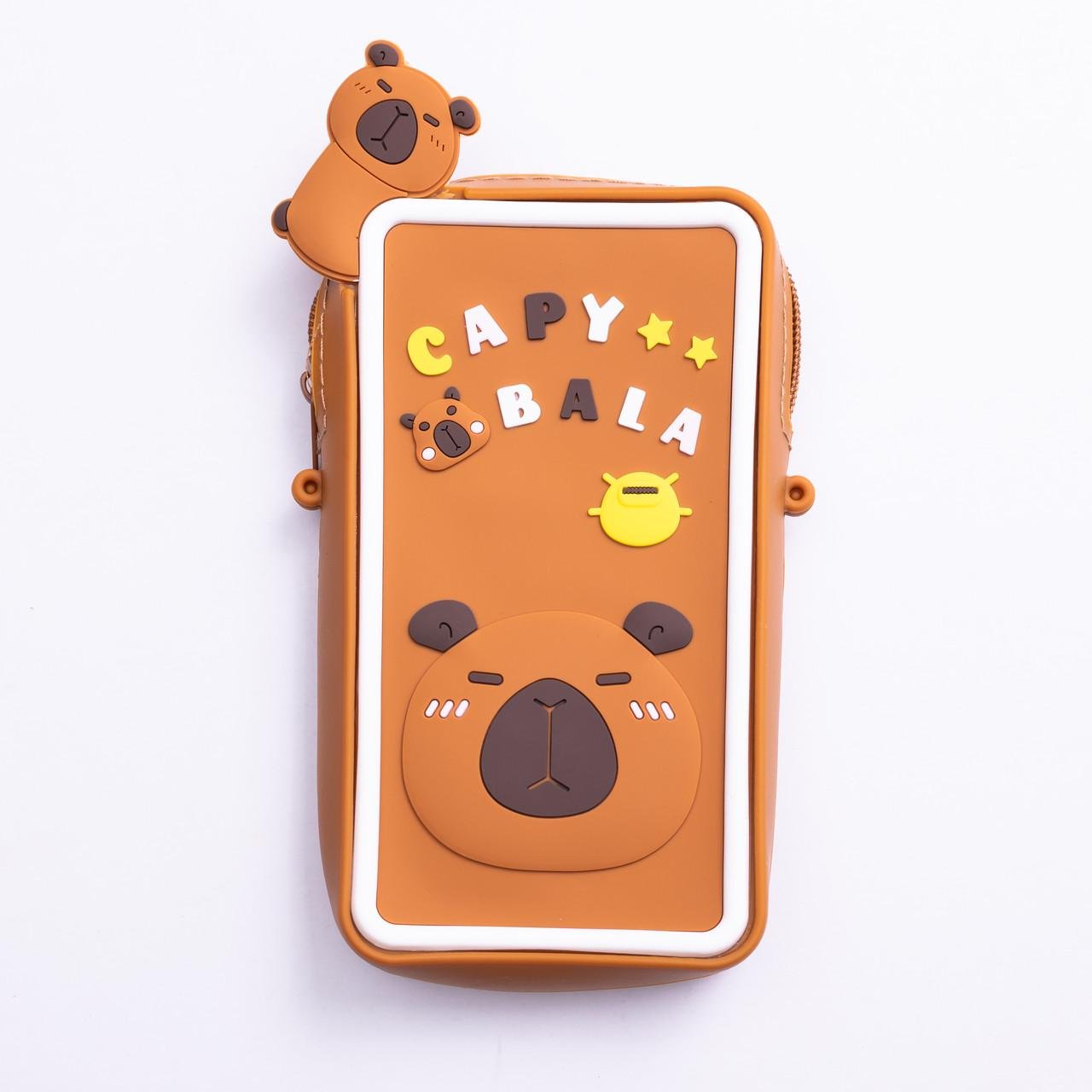 Сумочка-футляр для телефону Капібара силіконова на блискавці 17х10х3 см Коричневий (HP-55-17BR) - фото 2 Сумочка-футляр для телефону Капібара силіконова на блискавці 17х10х3 см Коричневий (HP-55-17BR) - фото 2