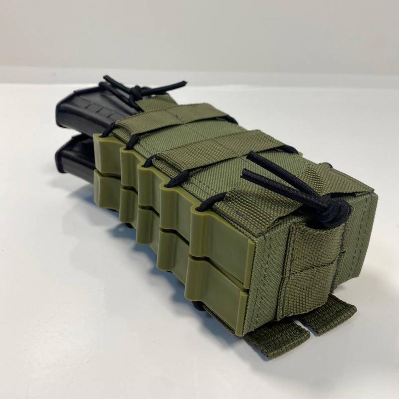 Подсумок для магазинов АК двойной открытый M-KET MOLLE с пластиковыми боками Хаки - фото 2