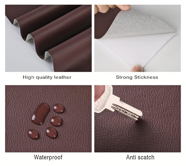 Латка зі штучної шкіри самоклеюча 20х30 см Бордовий - фото 5