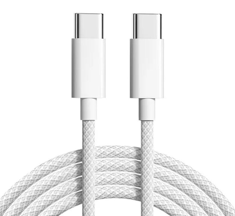 Кабель PD 60W USB-C на USB-C 1 м Woven White