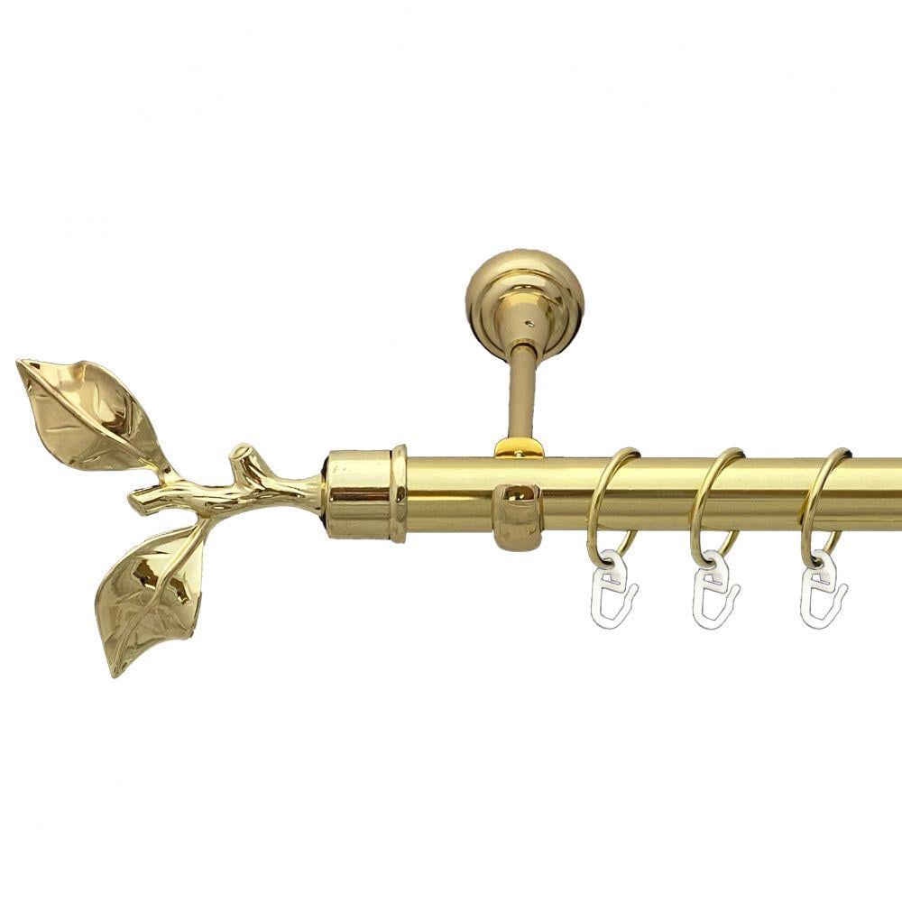 Карниз металлический Orvit Листок Розы однорядный открытый/гладкая труба/кольцо металлическое Золото 25 мм 200 см (00-00012683)