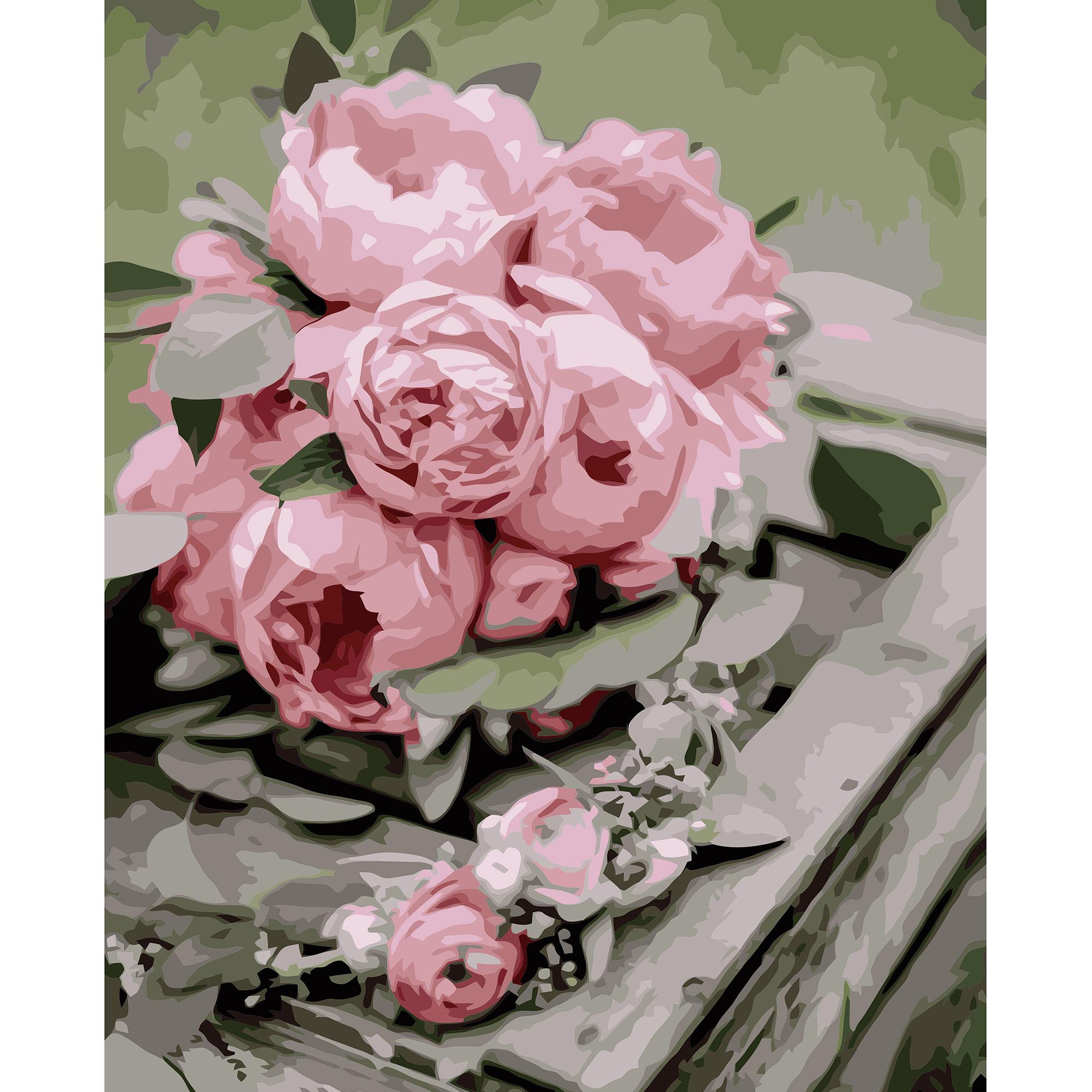 Картина по номерам Strateg Розовые пионы 40x50 см (VA-3219)