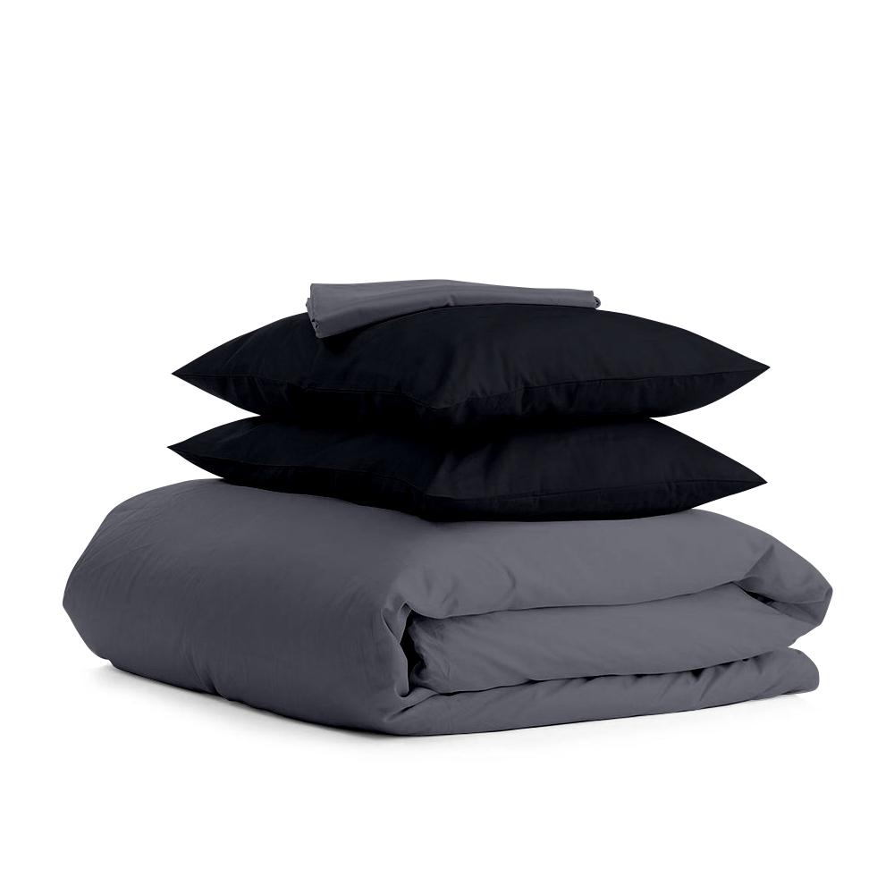 Комплект евро постельный Cosas Satin Grey Black-P 200х220 см (4822059185271)