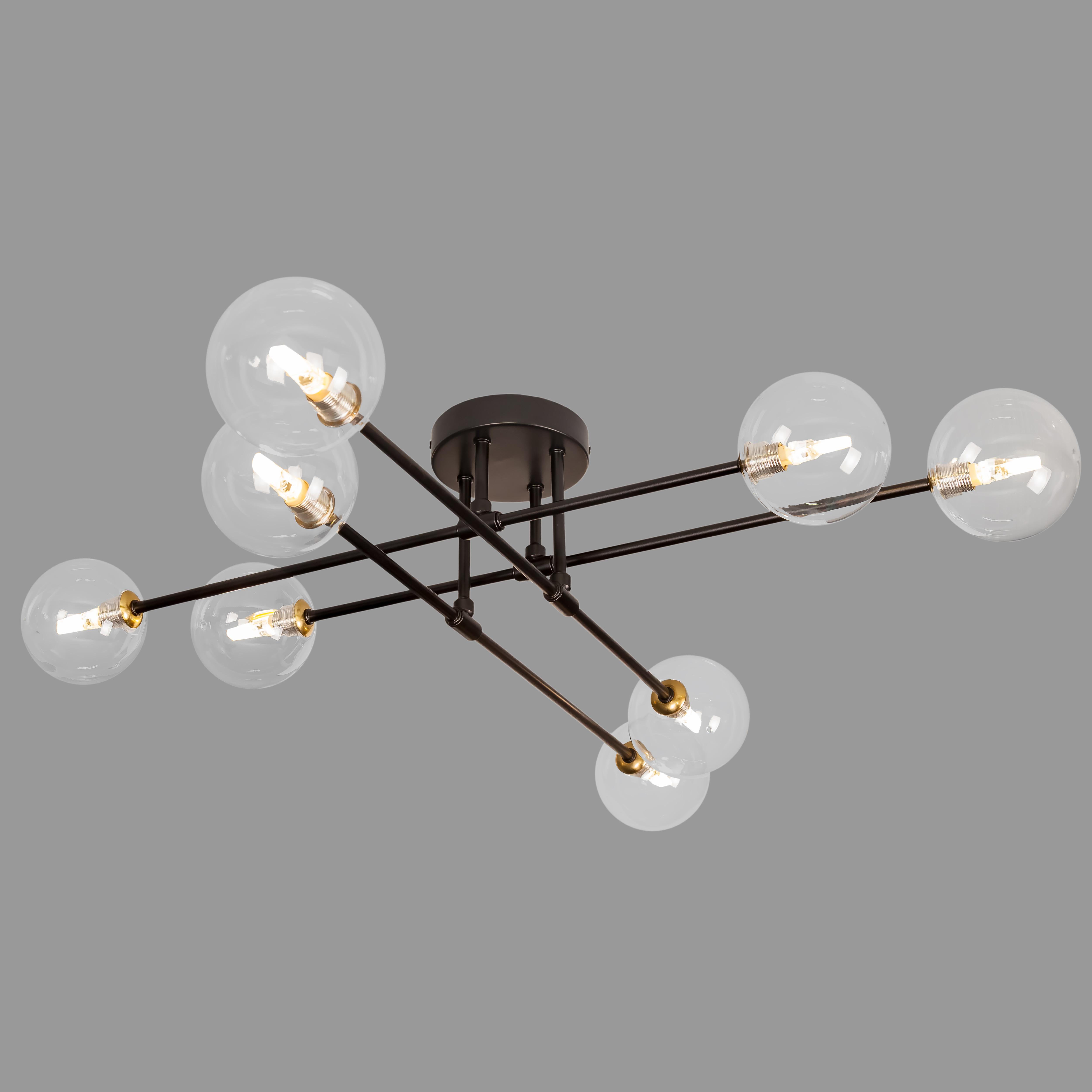 Люстра потолочная современная на 8 плафонов Черный (52-X100F-8 BK+CL) Люстра потолочная современная на 8 плафонов Черный (52-X100F-8 BK+CL)