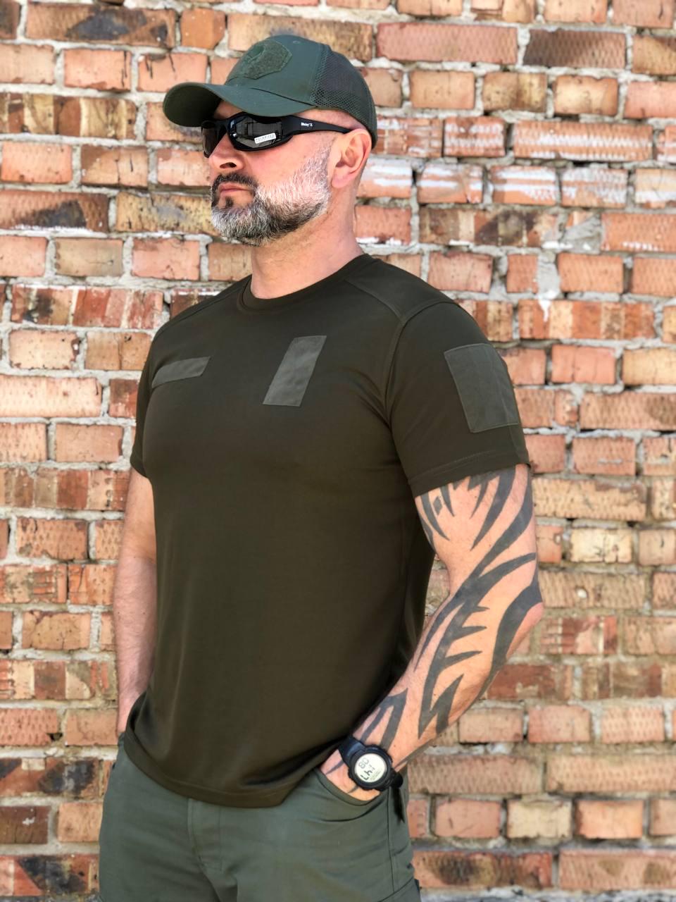 Футболка мужская военная CoolMax с липучками р. 48 Олива (26869046)