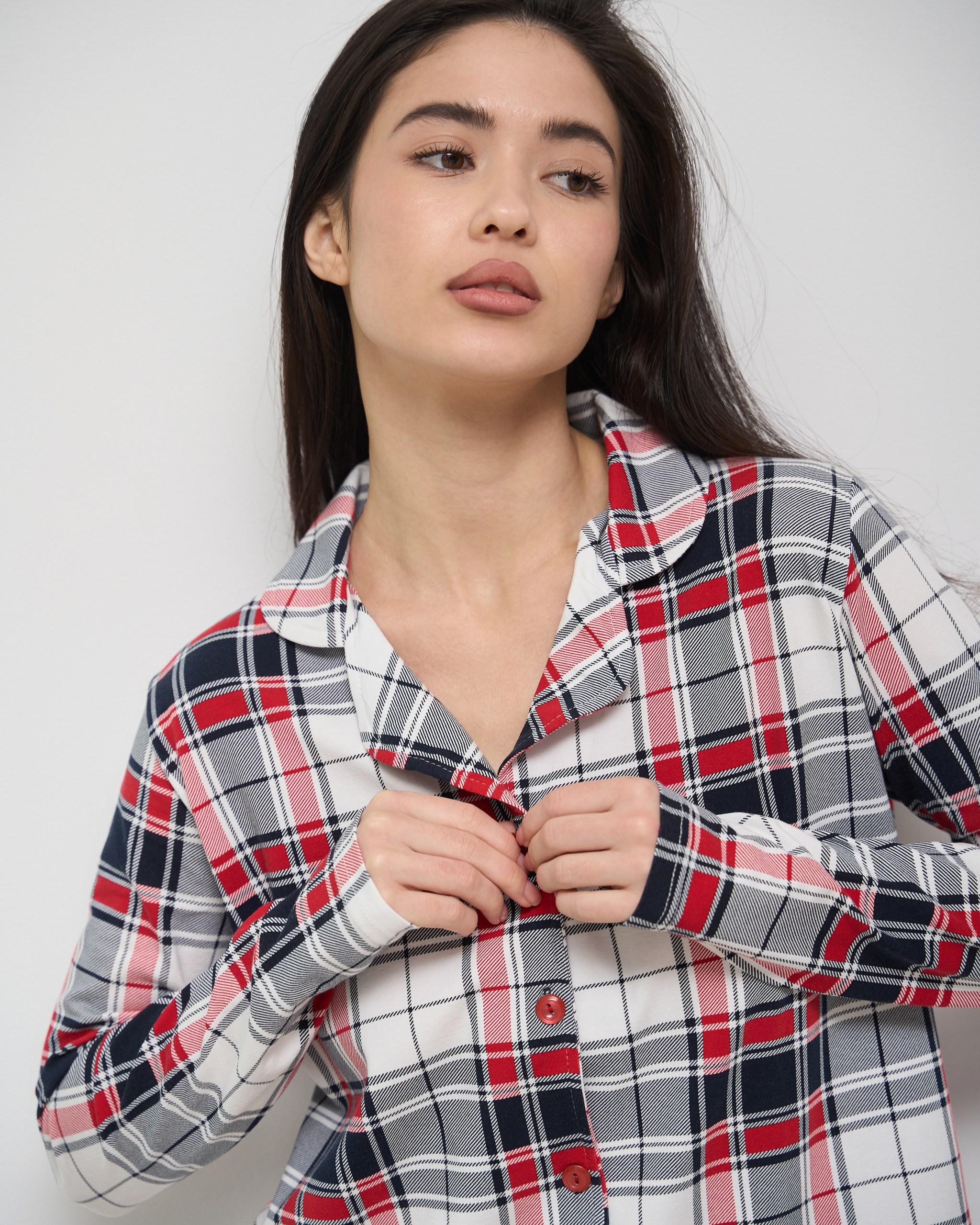 Пижама женская с брюками Клеточка XL Белый (96743) - фото 2 Пижама женская с брюками Клеточка XL Белый (96743) - фото 2