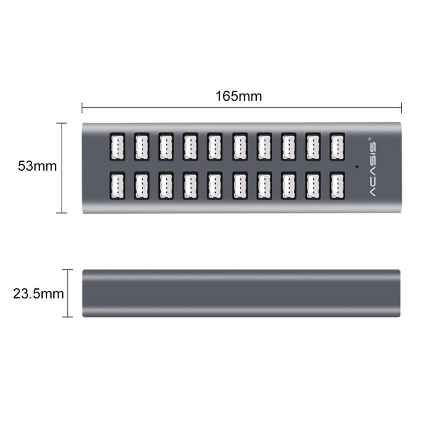 Активний USB hub Acasis H037 на 20 USB портів Сірий (1282) - фото 4