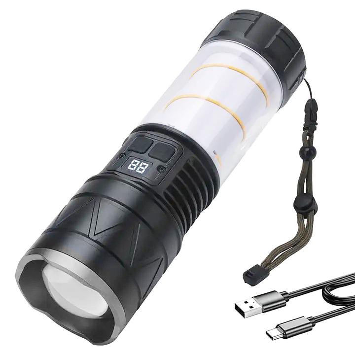 Фонарь USB-C Zoom CH-5021-TG/COB с подсветкой COB и индикатором заряда Черный (613541)