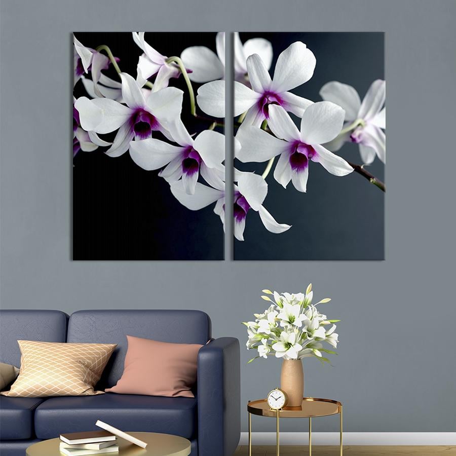 Модульная картина на холсте Диптих Белые цветы на ветке 71x51 см (220-2)