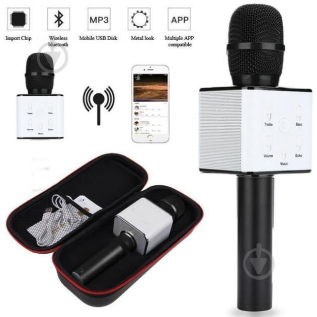 Беспроводной портативный микрофон для караоке в чехле Q7 MS Черный Беспроводной портативный микрофон для караоке в чехле Q7 MS Черный