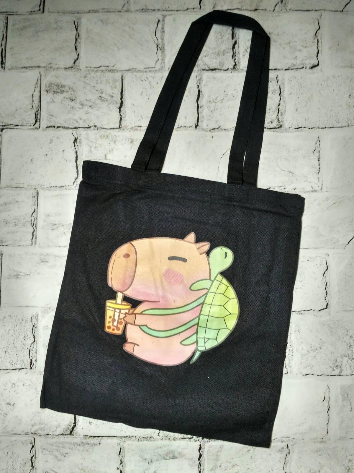 Эко-сумка шоппер на молнии Капибара 35х38 см Черный (25-136)