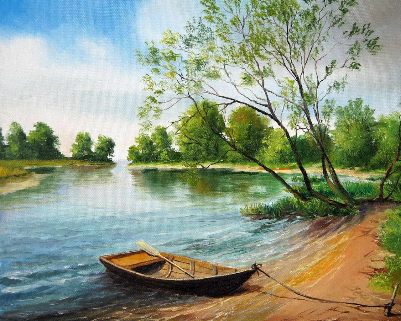 Алмазная мозаика Лодка у берега 50x40 см (DM.069)