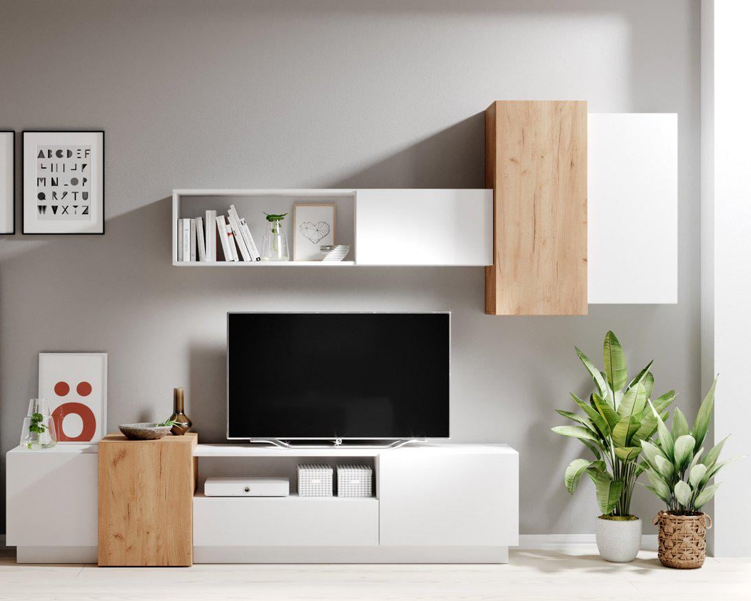 Стенка для гостиной Perfect Home 3D Белый/Дуб золотой крафт (PFH-091048)