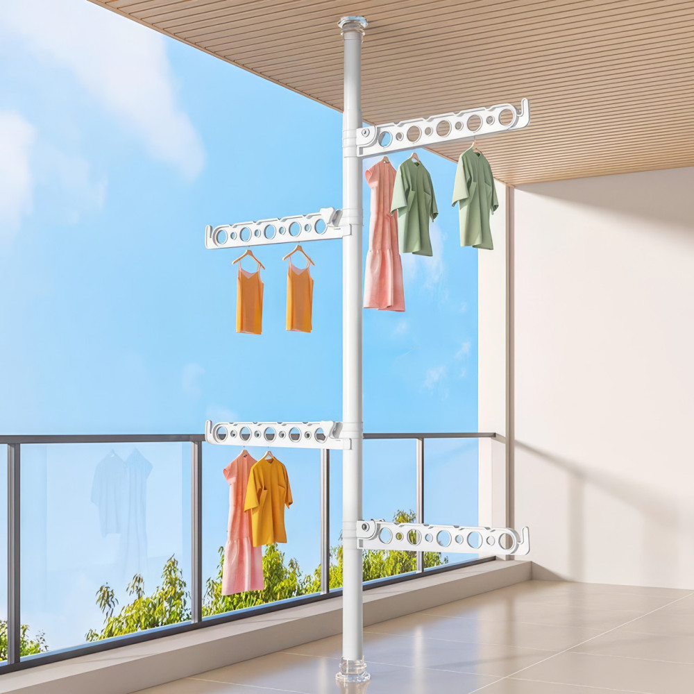 Сушилка для белья вертикальная ED-1287 регулируемая от пола до потолка White (784780558) - фото 2