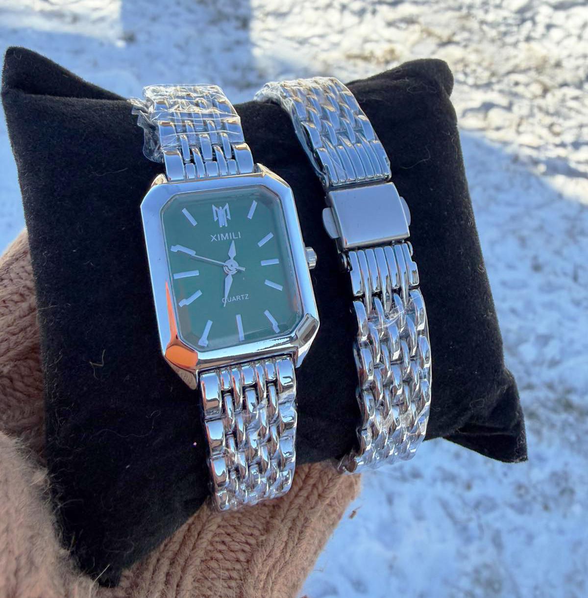 Часы женские GONCHAR & CO XIMILI медицинский сплав кварцевый механизм Серебристый/Зеленый (65-05) Часы женские GONCHAR & CO XIMILI медицинский сплав кварцевый механизм Серебристый/Зеленый (65-05)