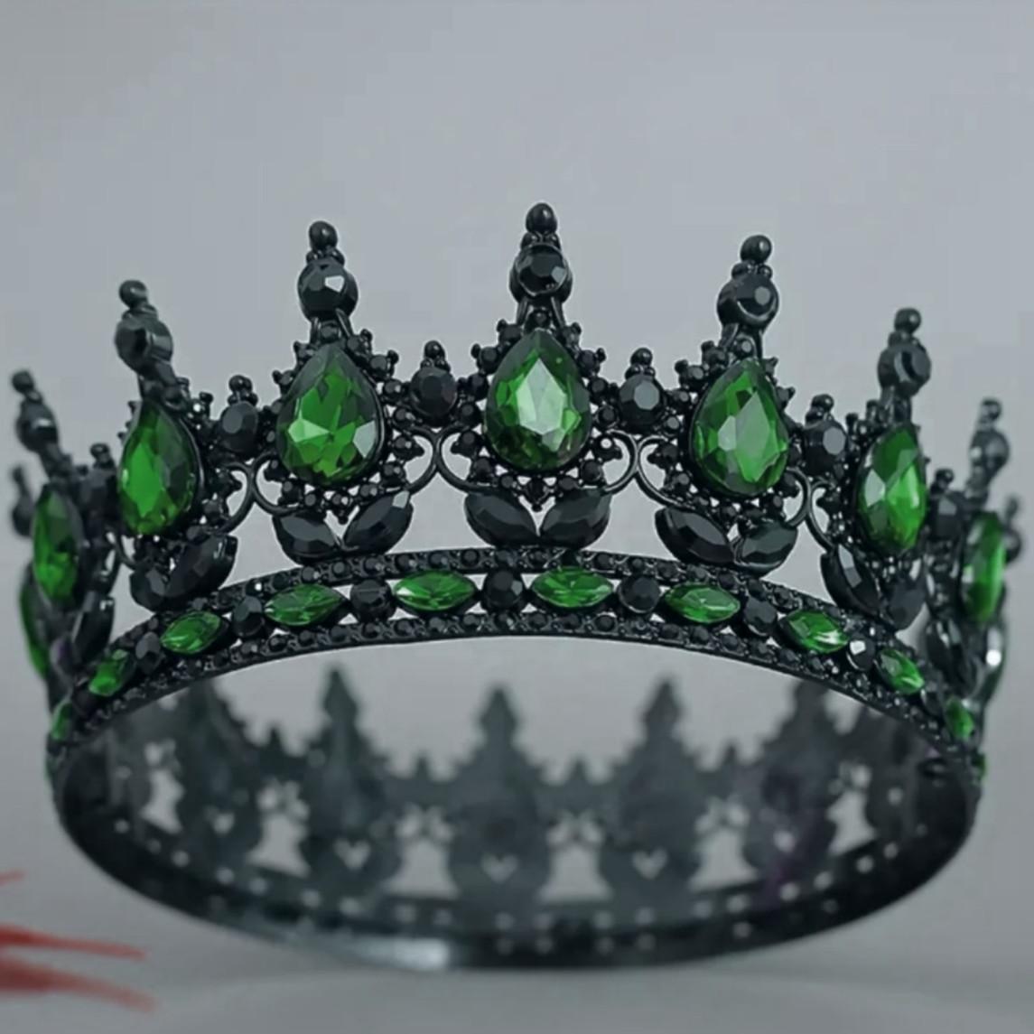 Декор для торта Корона 12 см із зеленим камінням (2701534154)