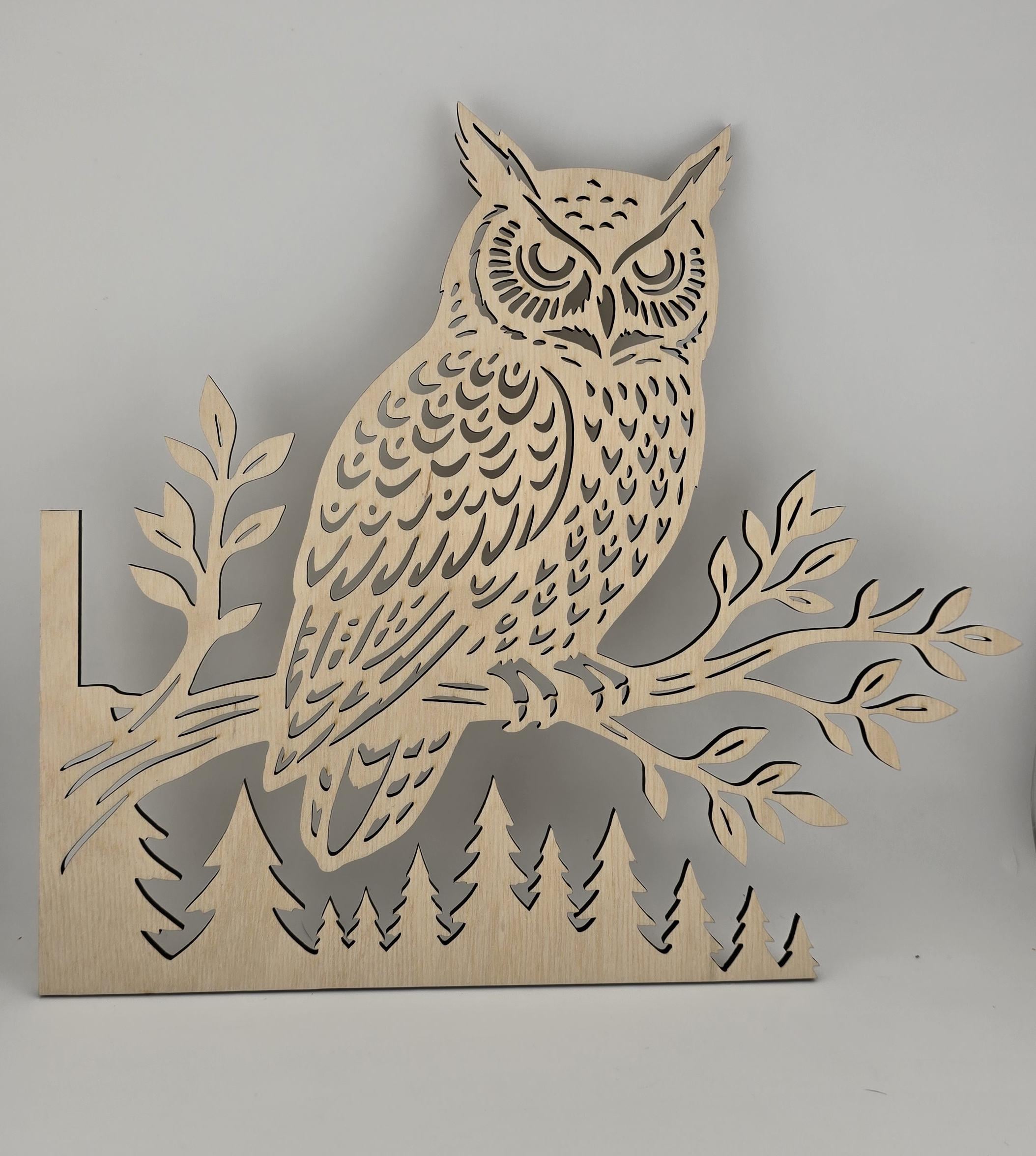 Декор из дерева в виде совы (0682)