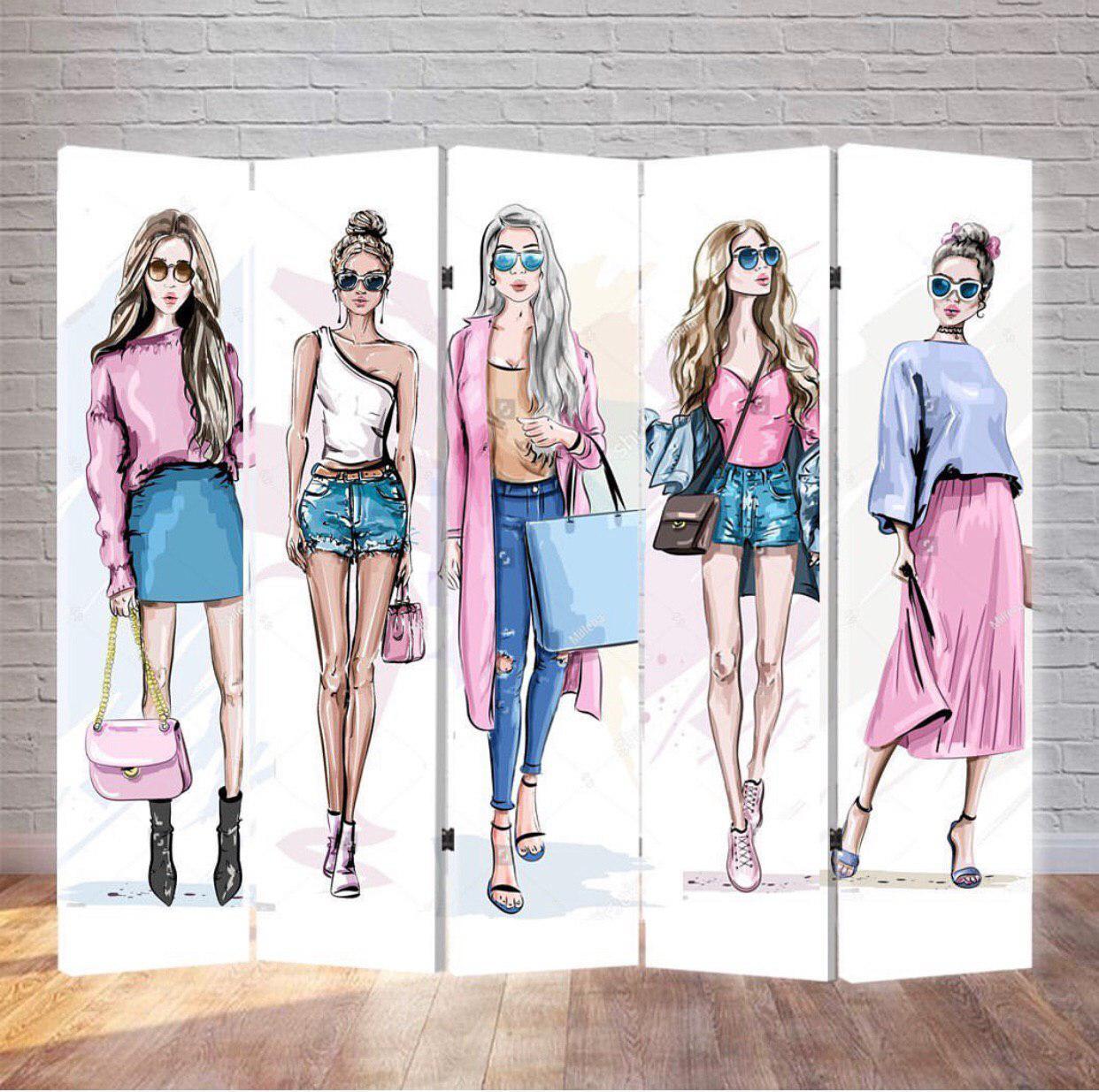 Ширма Модні дівчата 180х200 см (1037654510)