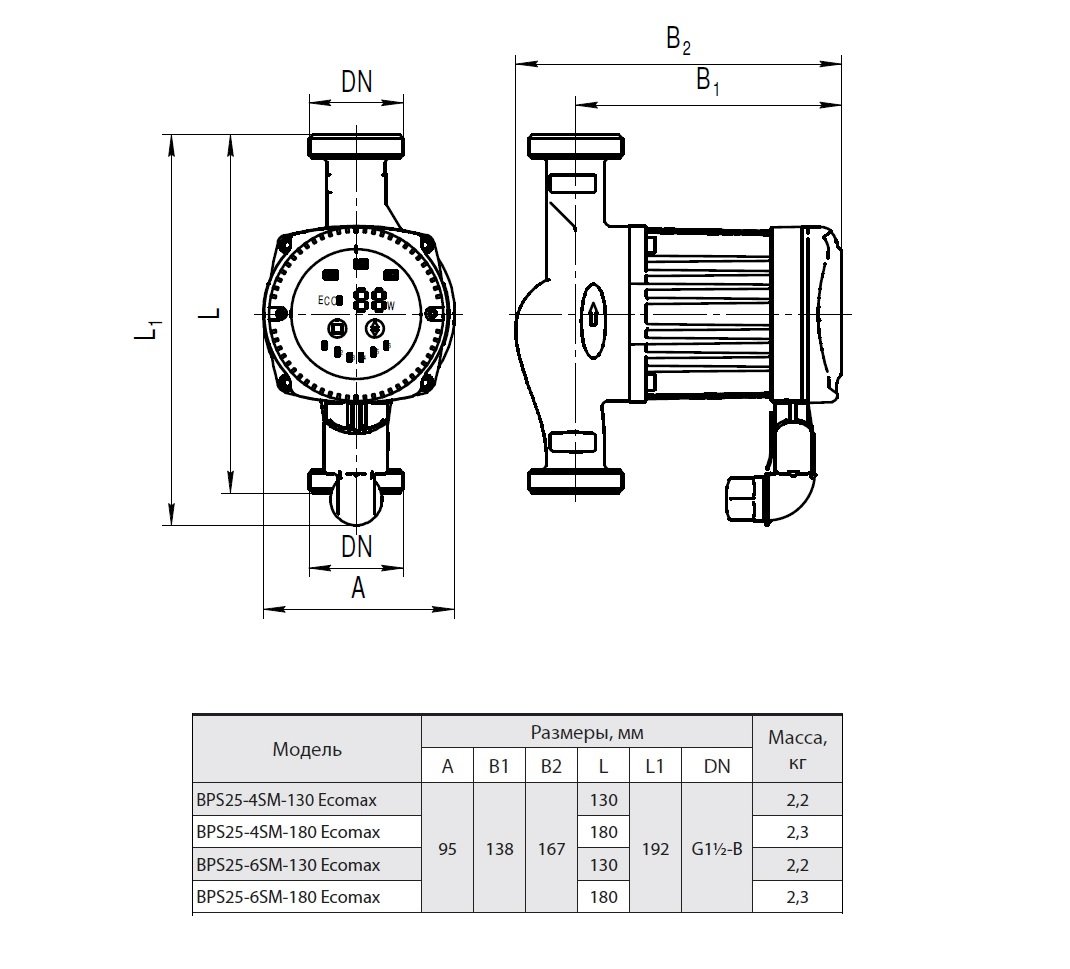 Насос циркуляційний Насосы плюс Оборудование BPS 25-6SM-180 Ecomax - фото 4