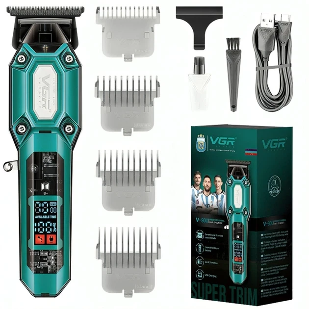 Машинка для стрижки аккумуляторная VGR V900 с USB-зарядкой и 4 насадками (9984)