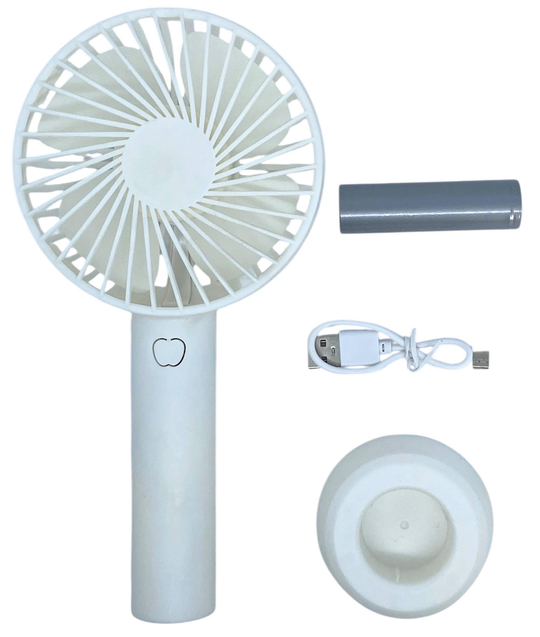 Вентилятор на акумуляторі ручний з підставкою портативний складаний зарядка від USB 3 режими Білий