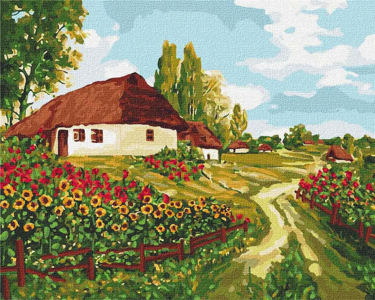 Картина по номерам Ідейка Украинская деревня 40х50 см (KHO2277)
