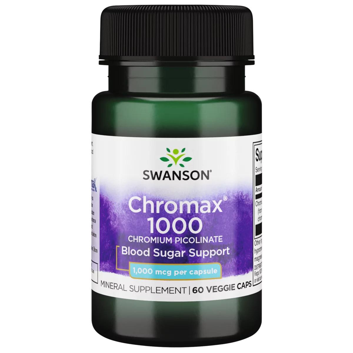 Мікроелемент Swanson Weight-Control Formulas Chromax Chromium Picolinate 1000 mcg 60 veggie capsules