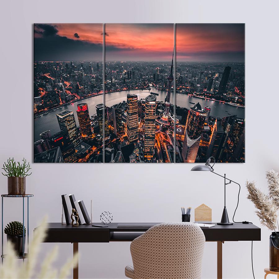 Картина город Вид на Шанхай 78x48 см (A764-3)