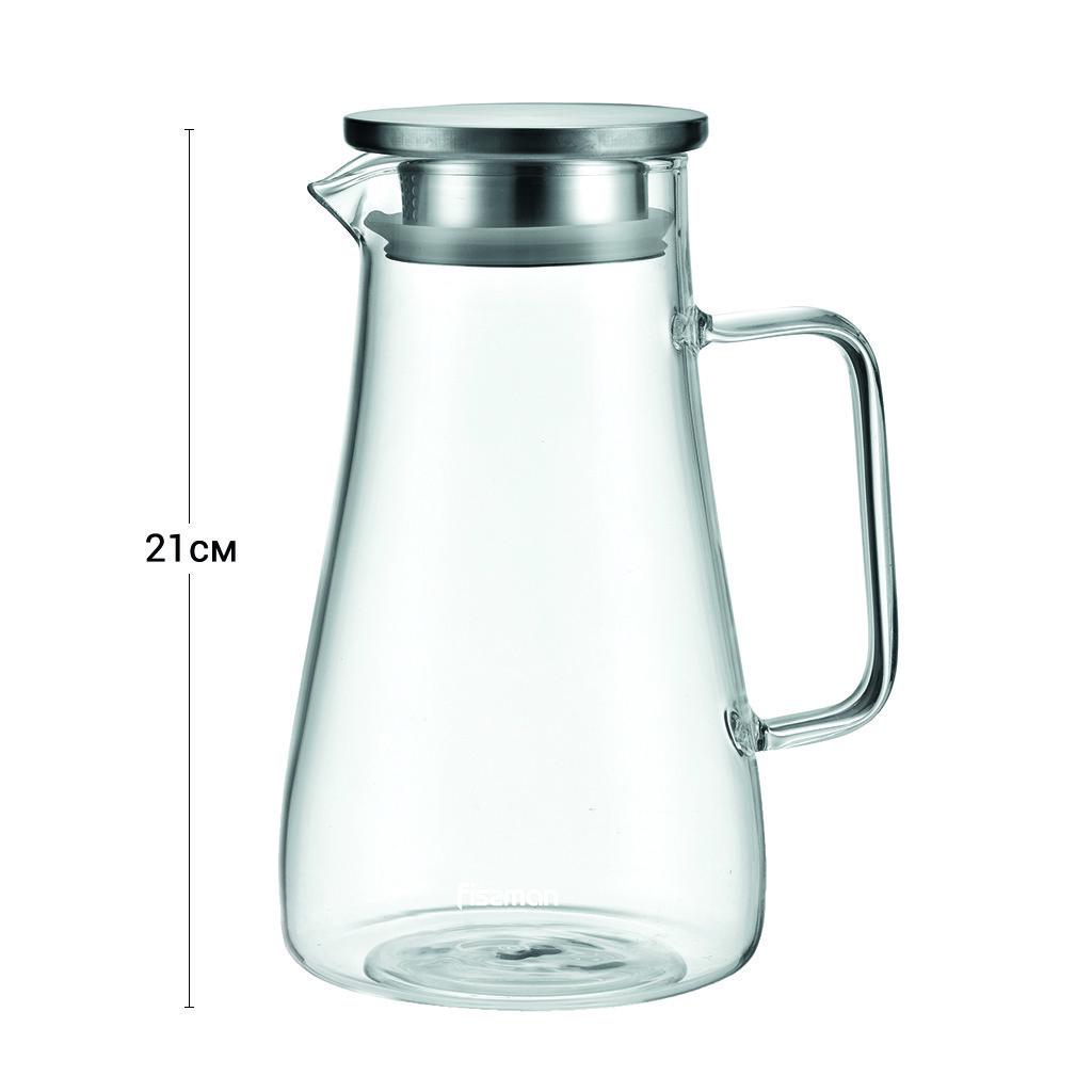Кувшин для напитков Fissman Aqua 16,5x12,5x21 см 1200 мл с крышкой из стекла (6440) - фото 3 Кувшин для напитков Fissman Aqua 16,5x12,5x21 см 1200 мл с крышкой из стекла (6440) - фото 3