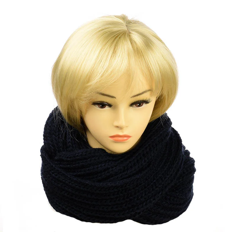 Женский шарф-хомут Английская резинка Темно-синий