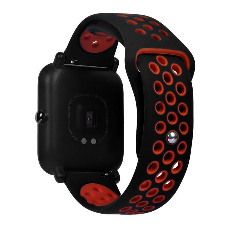Ремешок силиконовый BeWatch для Amazfit BIP/Bip Lite/Bip U/Pro/ Mini/GTS/GTS 2/Gtr 42 мм перфорированный 20 мм Черно-красный (1010113)