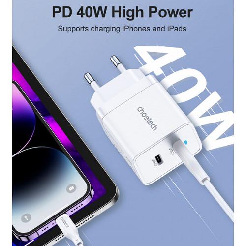 Зарядний пристрій Choetech Q5006-EU-WH 2хUSB-C 40Вт PD QC3.0 Q5006 Білий (568711) - фото 6