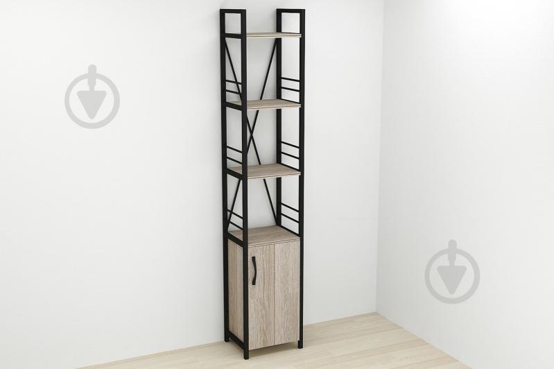 Этажерка 4/34 Ferrum-decor Серии Конект с тумбой  179x34x28 Черный ДСП Сонома Трюфель (FD1046)