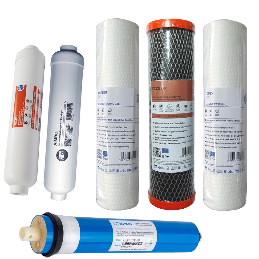 Набор Aquafilter для систем обратного осмоса PP20-BL-PP5/Постфильтр/Минерализатор/Мембрана Vontron 50 (2019558871) Набор Aquafilter для систем обратного осмоса PP20-BL-PP5/Постфильтр/Минерализатор/Мембрана Vontron 50 (2019558871)