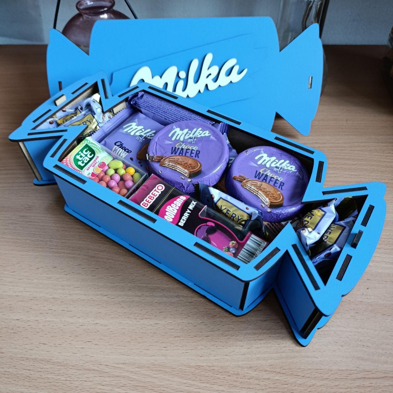 Бокс милка с конфетами для девушки/ребенка на день рождения/новый год/рождество/день влюбленных (ar292) - фото 2 Бокс милка с конфетами для девушки/ребенка на день рождения/новый год/рождество/день влюбленных (ar292) - фото 2