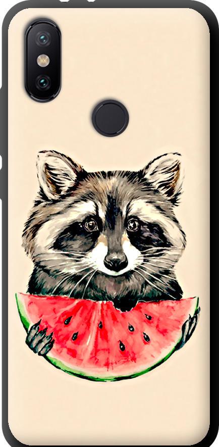 Чехол на Xiaomi Mi A2 Енотик с арбузом (4605b-1481-42517)
