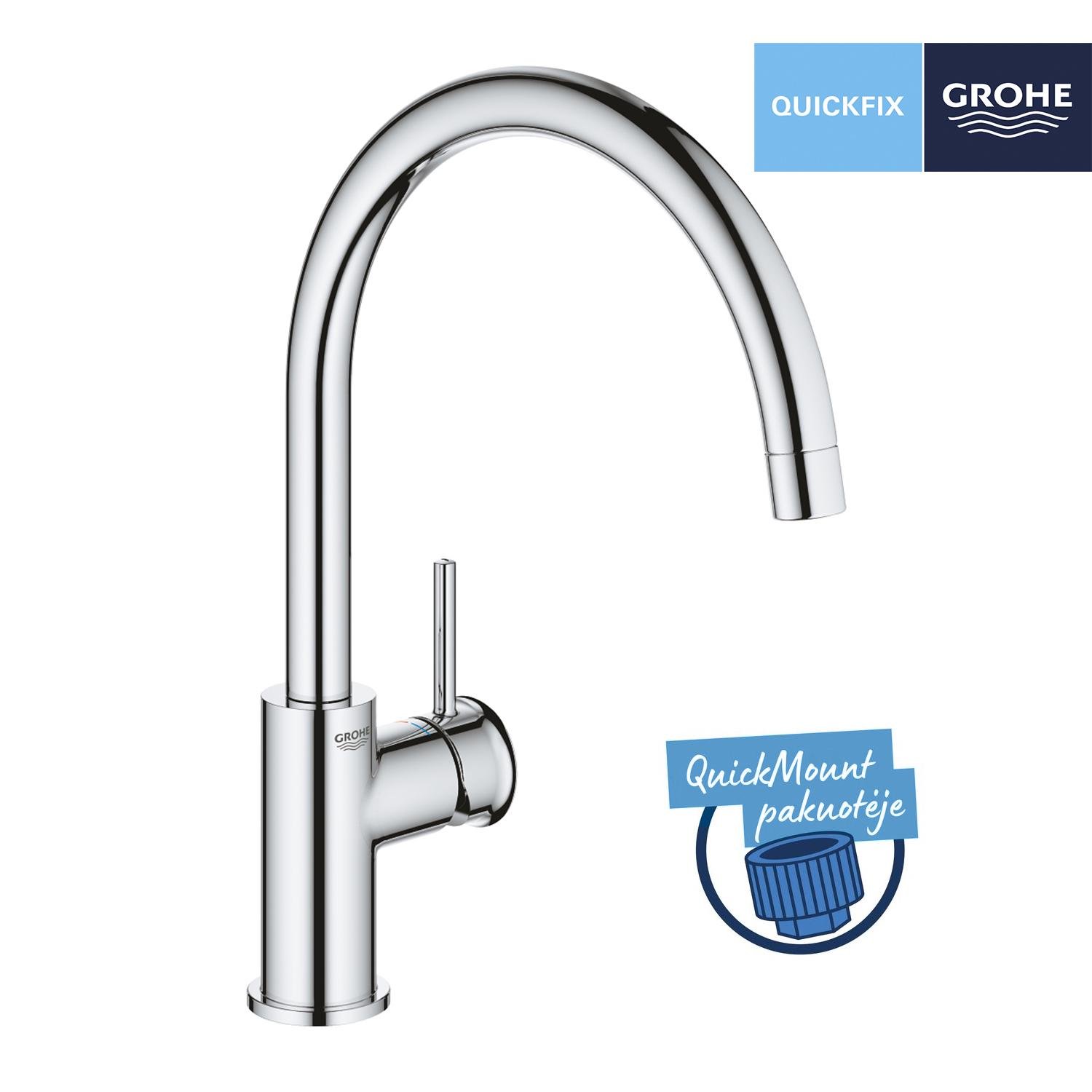 Змішувач для кухні Grohe QuickFix Start 31553001 CV033070 одноважільний Хром (197020) - фото 5