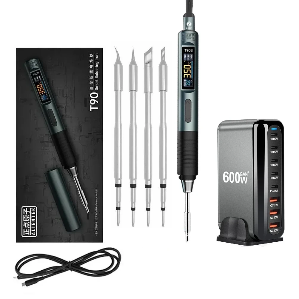 Паяльник Alientek T90B/4 жала типу 245 KU/K/I/IS живлення Type-C з блоком живлення (137496)