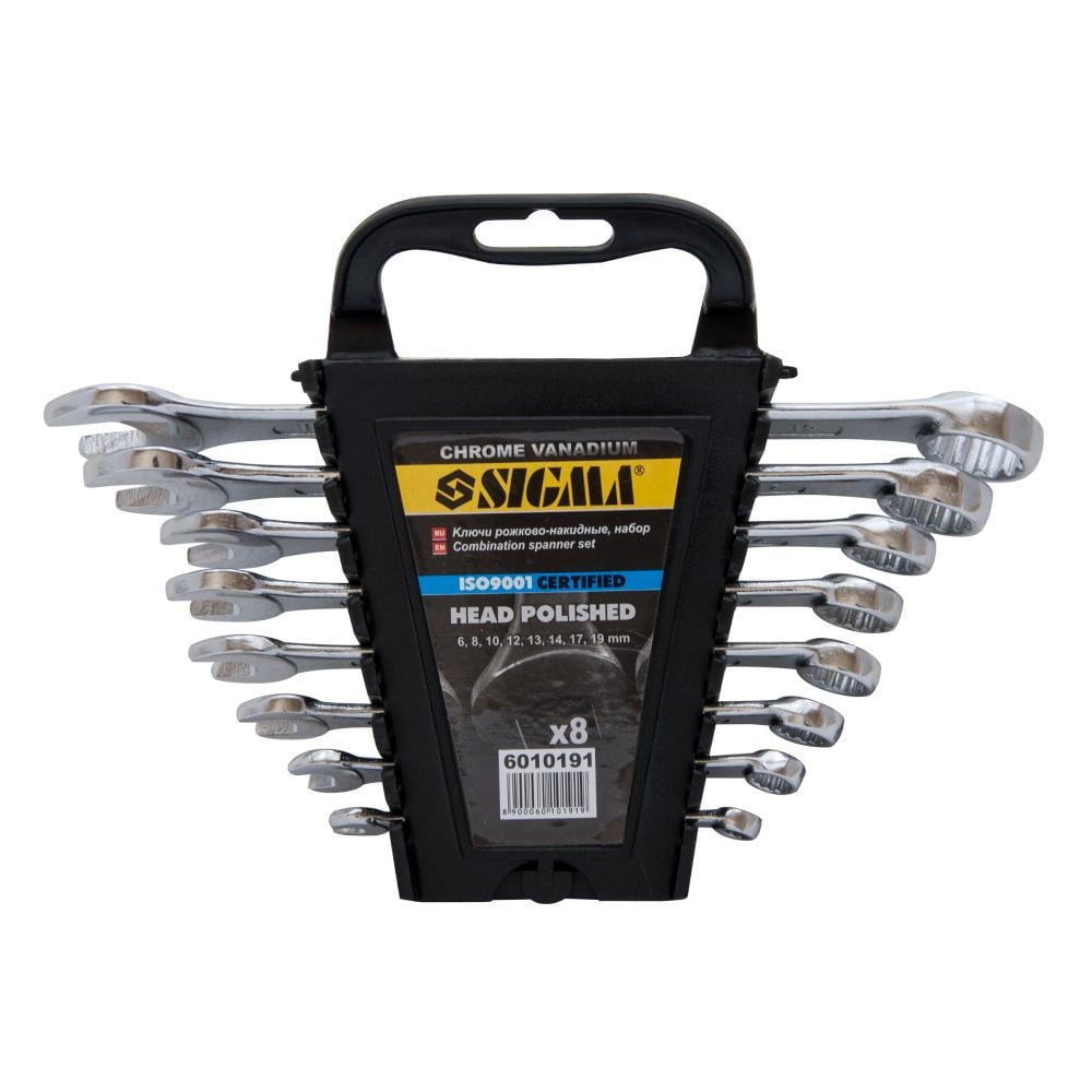 Ключи рожково-накидные Sigma CrV head polished 8 шт. 6-19 мм (6010191)