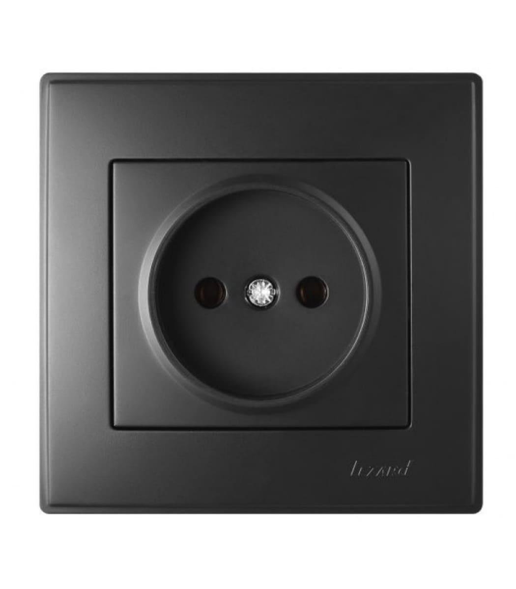 Розетка одинарна Lezard LESYA б/з Антрацит (705-4242-121B)