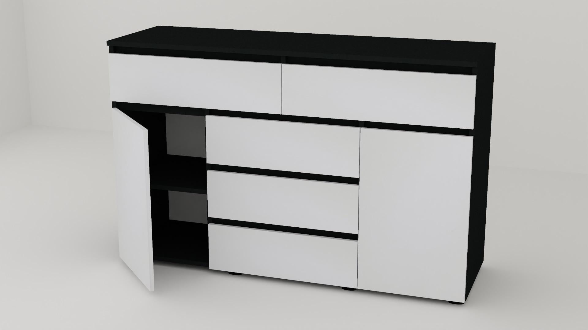 Комод Алекса СН-232/38 140х38х90 см Белый/Антрацитовый