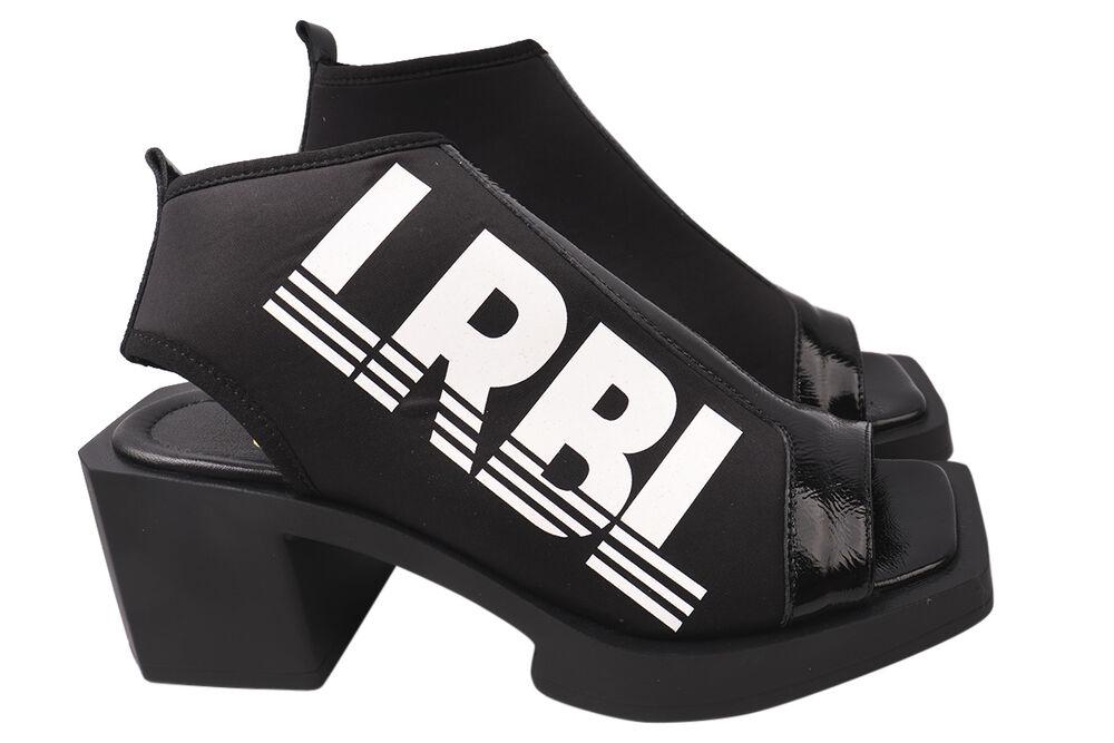 Босоножки женские Aquamarin из текстиля на большом каблуке с открытой пятой р. 36 Черный (1954-21LBC)